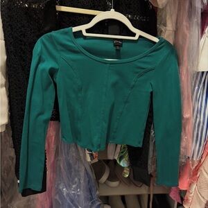 Target Teal Long Sleeve Crop Top